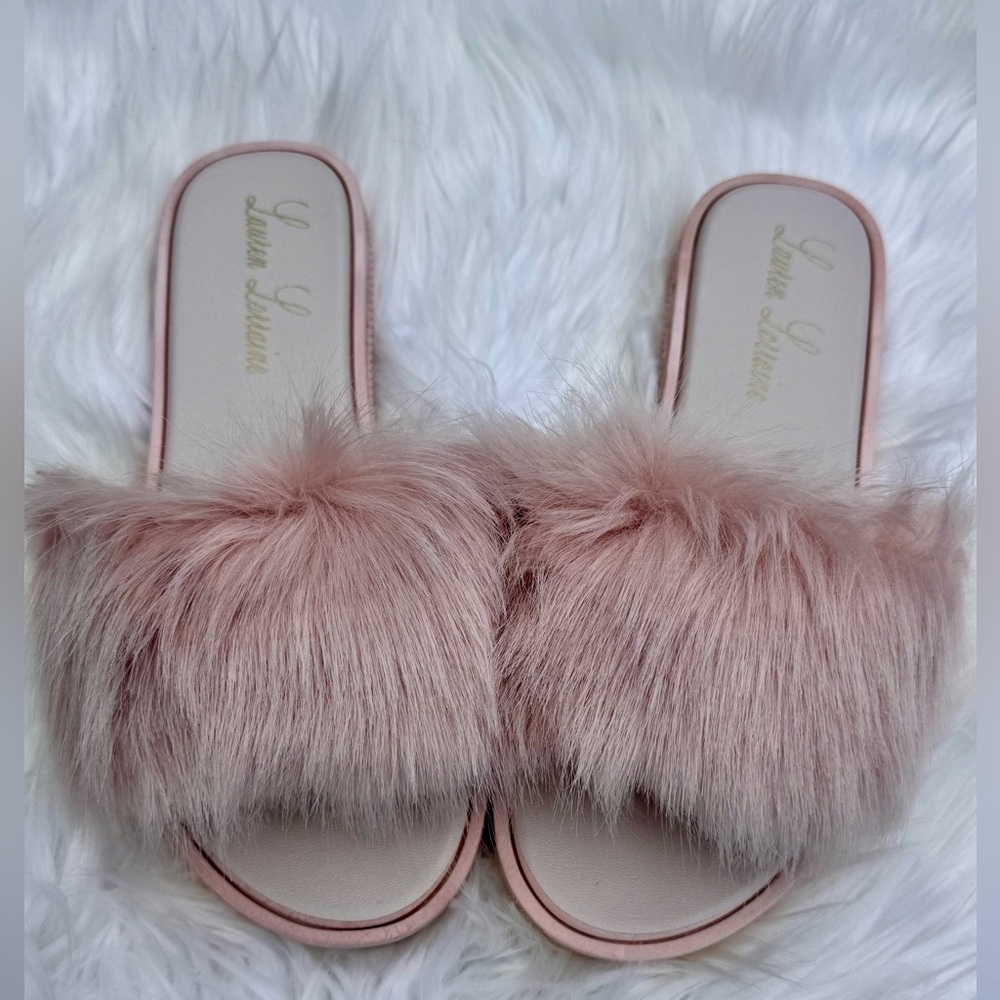 Lauren Lorraine Fluffy Flat Sandals – Blush, Size 10 (NIB) - Picture 5 of 6
